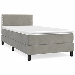 vidaXL Sommier à lattes de lit et matelas Gris clair 100x200cm Velours