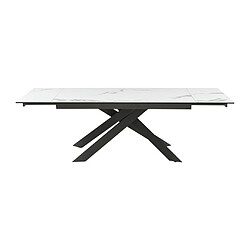 Avis Vente-Unique Table à manger extensible 6 à 10 personnes en céramique, verre trempé et métal - Effet marbre blanc et anthracite - COREMA de Maison Céphy