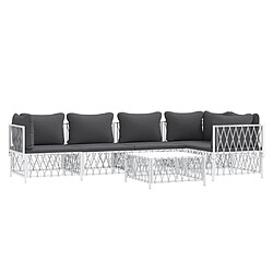 Avis Maison Chic Salon de jardin 6 pcs avec coussins - Table et chaises d'extérieur - Mobilier/Meubles de jardin Moderne blanc acier -MN61186