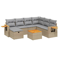 vidaXL Salon de jardin avec coussins 8pcs mélange beige résine tressée