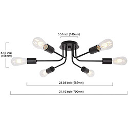 Acheter Stoex Plafonnier Industriel Vintage Retro Métal Noir Suspension Luminaire 6 x E27 Doui