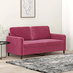 Maison Chic Canapé à 2 places,Sofa de Salon,Canapé droit Rouge bordeaux 140 cm Velours -GKD463194