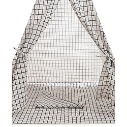 Avis Decoshop26 Tente tipi pour enfants avec toile damier gris poteaux en bois APE10003