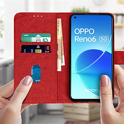 Avis Avizar Étui pour Oppo Reno 6 5G Clapet Portefeuille Fonction Support Vidéo Rouge