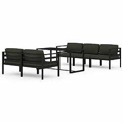 Maison Chic Ensemble Tables et chaises d'extérieur 6pcs avec coussins,Salon de jardin Aluminium Anthracite -GKD379054