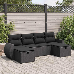 vidaXL Salon de jardin 6 pcs avec coussins noir résine tressée