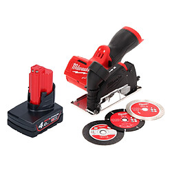 Milwaukee M12 FCOT-401 Meuleuse d'angle 12 V 76 mm sans balais + 1x batterie 4,0 Ah - sans chargeur de batterie