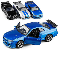 Avis Universal (Mustang - Noir) 1: 36 GT-R R34 modèle de voiture de sport en alliage, simulant le métal tiré en arrière modèle jouet pour les enfants cadeaux