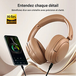 Casque hybride antibruit actif Edifier V80, véritable casque Bluetooth supra-auriculaire sans fil avec 45 heures de lecture audio haute résolution, charge rapide, connexion multipoint - Marron