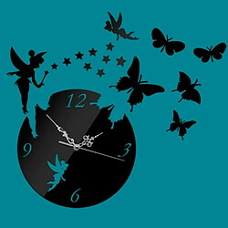 Wewoo Horloge murale Papillon étoile 3D acrylique stéréo salon chambre décoration miroir noir