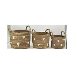 Acheter Aubry Gaspard Cache-pots en abaca naturel et triangles blancs (lot de 3).