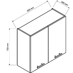 Pegane Meuble haut de cuisine avec 2 portes coloris blanc- longueur 80 x profondeur 28 x hauteur 72 cm