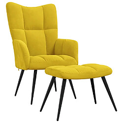 vidaXL Chaise de relaxation avec tabouret Jaune moutarde Velours