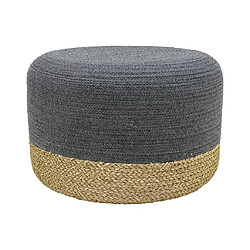 Vente-Unique Pouf rond en rotin naturel clair et gris LOMANGO