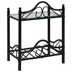 Acheter Maison Chic Lot de 2 Tables de chevet,Table de nuit,Table d'appoint pour salon Acier et verre trempé 45x30,5x60 cm Noir -MN35660