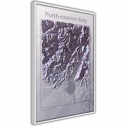 Paris Prix Affiche Murale Encadrée Raised Relief Map North-Eastern Italy 20 x 30 cm Blanc