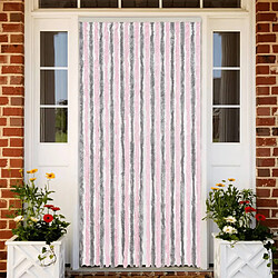 vidaXL Rideau anti-mouches gris argenté et rose 100x230 cm chenille