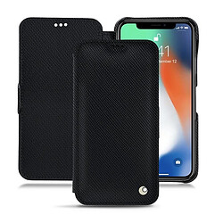 Housse cuir Apple iPhone Xs Max - Rabat horizontal - Noir élégant ( Noir / Black ) - NOREVE