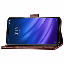 Wewoo Housse Coque Étui en cuir motif de fleurs pressées Lucky Clover pour Xiaomi Mi 8 Lite, avec support et emplacements pour cartes, ainsi que portefeuille dragonne (Marron) pas cher