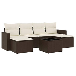 vidaXL Salon de jardin avec coussins 7 pcs marron résine tressée