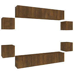 Maison Chic Ensemble de meubles TV 8 pcs | Banc TV Moderne pour salon | Meuble de Rangement - Chêne marron Bois d'ingénierie -MN42124