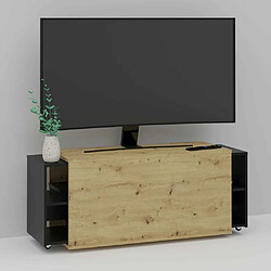 Maison Chic Meuble TV scandinave - Banc TV pour salon 194,5x39,9x49,2 cm Chêne artisanal et noir -MN33307