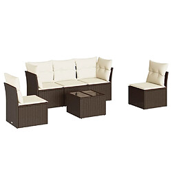 vidaXL Salon de jardin avec coussins 6 pcs marron résine tressée