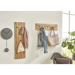 Pegane Garderobe murale, Patère murale en bois coloris chêne huilé et métal noir - longueur 80 x profondeur 6 x hauteur 20 cm pas cher