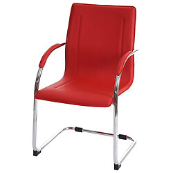 Decoshop26 Ensemble de 6 chaises de salle à manger bureau visiteur en PVC rouge 04_0001975