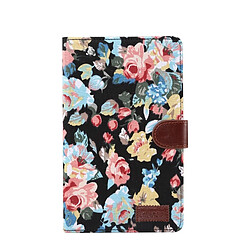 Wewoo Housse Coque Étui de protection en cuir à rabat horizontal PC tissu fleur pour Galaxy Tab A 8 2019 P200 / P205avec porte-cartes et porte-cartesporte-monnaie et cadre photo Noir