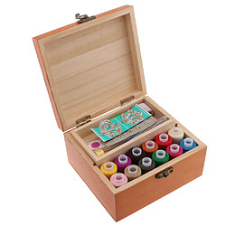 Avis Kit De Couture En Bois Case Portable Retro Sewing Kit Organizer Box Set For Home Travel With Thread / Needles / Tape Measure / Scissors / Thimble And