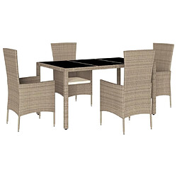 Maison Chic Ensemble à manger d'extérieur 5 pcs avec coussins,Salon de jardin,Mobilier de jardin Beige poly rotin -GKD651510