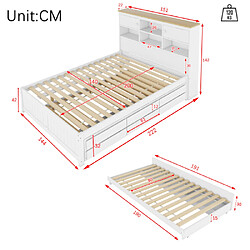 Avis ComfortXL Lit 140*200cm Avec Multiples Espaces De Rangement, Couleur Blanche