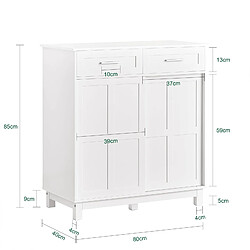 Avis SoBuy FSB84-W Meuble de Rangement Meuble d’entrée Meuble à Chaussures Armoire Buffet Placard avec 2 Tiroirs et 2 Portes Coulissantes