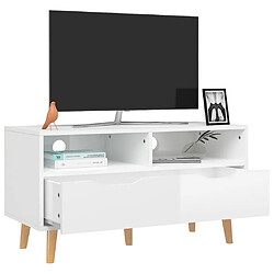 Avis Maison Chic Meuble TV scandinave - Banc TV pour salon blanc brillant 90x40x48,5 cm bois d'ingénierie -MN93274