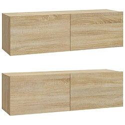 vidaXL Meubles TV muraux 2pcs chêne sonoma 100x30x30cm bois ingénierie