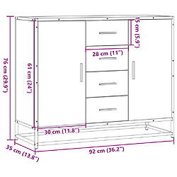 vidaXL Buffet chêne fumé 92x35x76 cm bois d'ingénierie pas cher