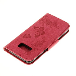 Wewoo Housse Étui rouge pour Samsung Galaxy S8 Papillons Gaufrage en cuir flip horizontale avec support & Slots de cartes Portefeuille & Longe pas cher