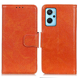 Etui en PU texture nappa, fermoir magnétique avec support, orange pour votre Realme 9i/Oppo A36/A76