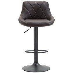 Decoshop26 Tabouret de bar en synthétique marron pivotant avec repose-pieds métal noir coutures décoratives TDB10581