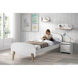 Vipack KIDDY Lit simple en bois laqué et brut et sommier 90x200cm Blanc