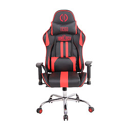 Decoshop26 Fauteuil de bureau gamer design sportif fonction de massage chauffant avec coussins en PVC noir / rouge 10_0002528