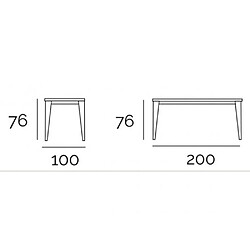 Inside 75 Table repas TONNE 8 couverts 200 x 100 cm pieds bois plateau chêne noueux