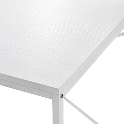 Helloshop26 Bureau avec étagères poste de travail table de bureau panneau de fibre de bois mélaminé et métal 122 x 120 x 64 cm blanc 03_0001139