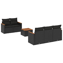 Maison Chic Salon de jardin 6 pcs avec coussins | Ensemble de Table et chaises | Mobilier d'Extérieur noir résine tressée -GKD80321