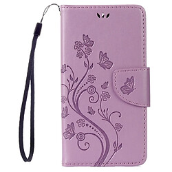 Wewoo Housse Étui Violet pour Asus Zenfone 3 Max & 8207 / ZC520TL Papillons Amour Fleurs Gaufrage Horizontal Flip en cuir avec titulaire et fentes cartes portefeuille lanière clair