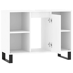 Maison Chic Armoire de salle de bain,Meuble de rangement,Meuble haut blanc brillant 80x33x60 cm -GKD671657 pas cher