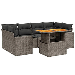 vidaXL Salon de jardin avec coussins 7 pcs gris résine tressée