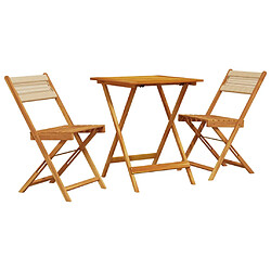 vidaXL Ensemble de bistro 3 pcs beige polypropylène et bois massif