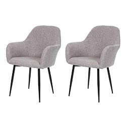 Decoshop26 Lot de 2 chaises de salle à manger dossier arrondi design rétro en tissu gris pieds noirs 04_0007350